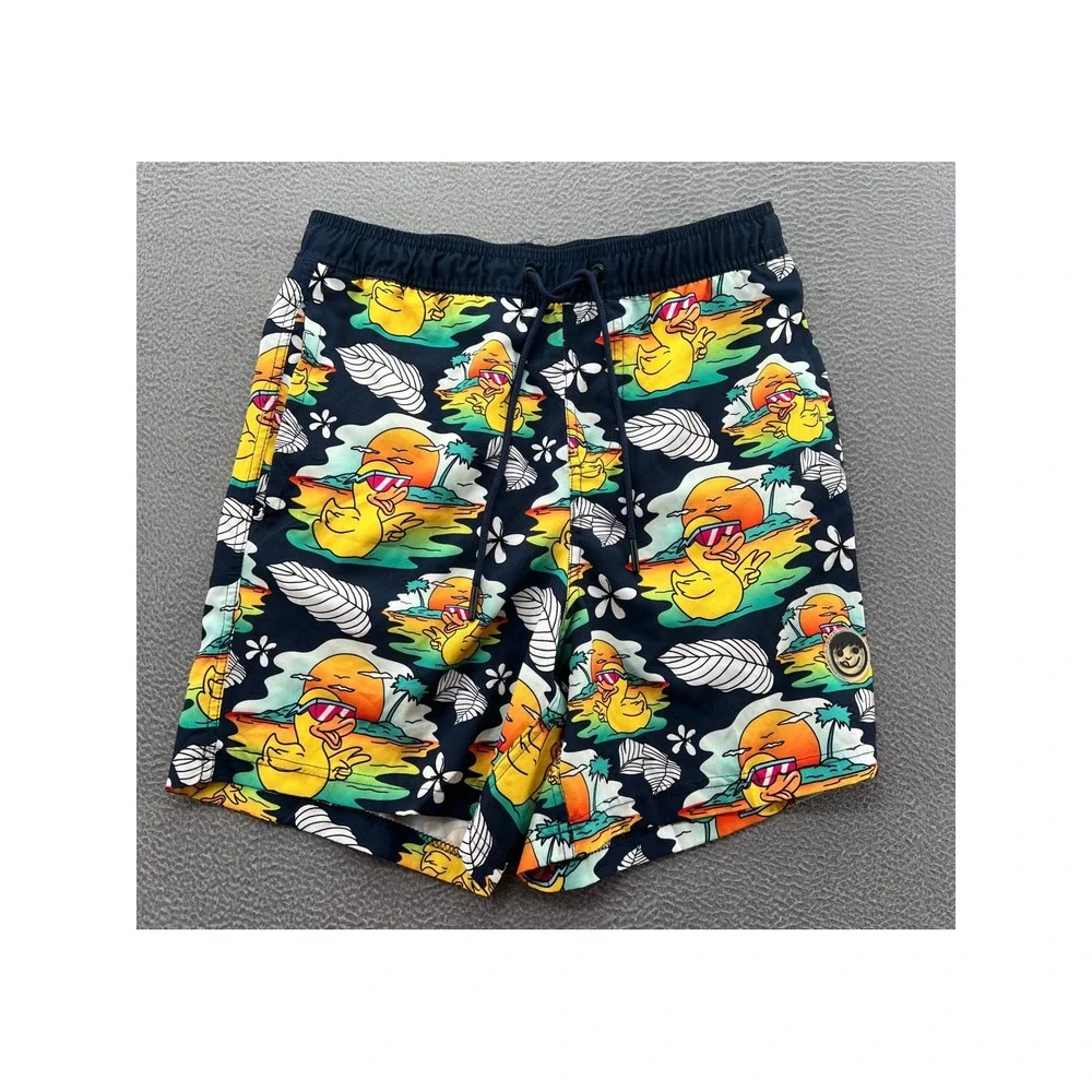 Neff Swim Trunks Size Medium Mens Tropical Duck Print Board Shorts Navy Blue